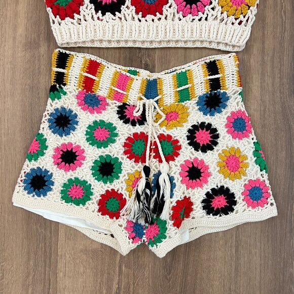 Farm Rio Crochet Sweater Set Sz L - Picture 4 of 12